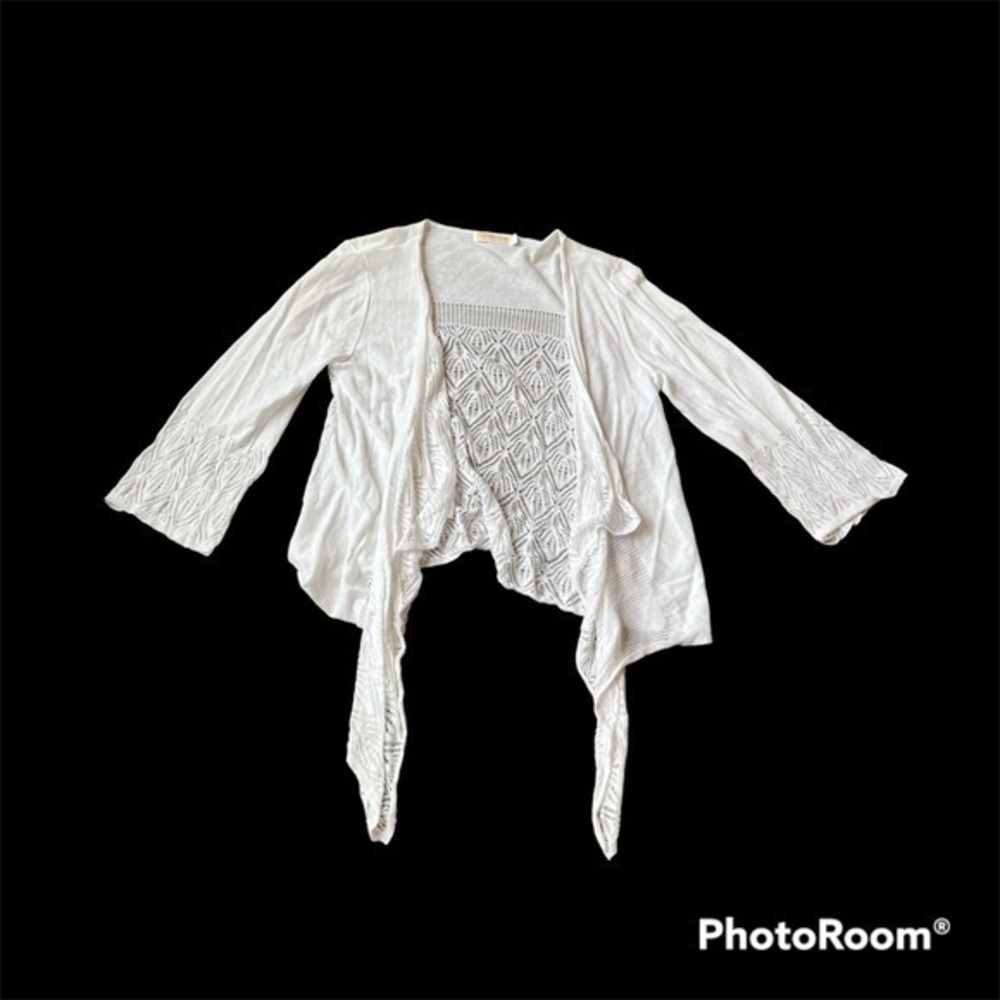 White knit waterfall Christina cardigan